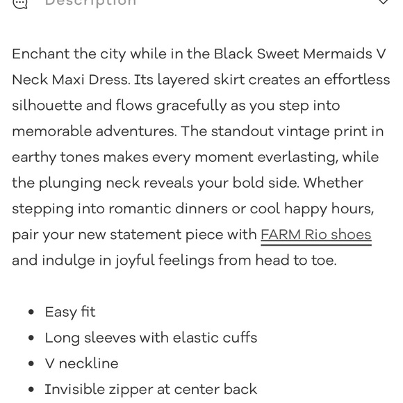 Farm Rio Black Sweet Mermaids V Neck Maxi Dress sz large new with tag - Picture 8 of 8